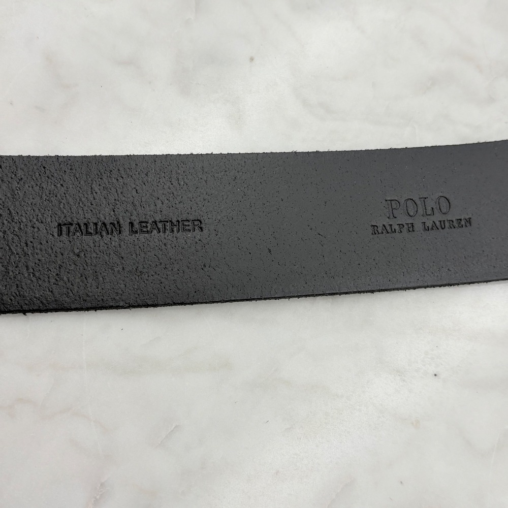 Polo Ralph Lauren Leather Belt Womens XL Black Silver Roller Buckle Classic CBK - Picture 11 of 12